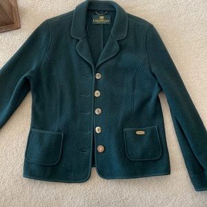 Giesswein womens 100% wool dark green jacket women’s size ~6-8/36-38 excellent